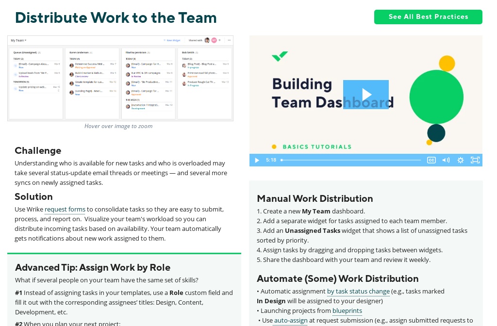 Wrike Best Practices - Distribute Work to the Team