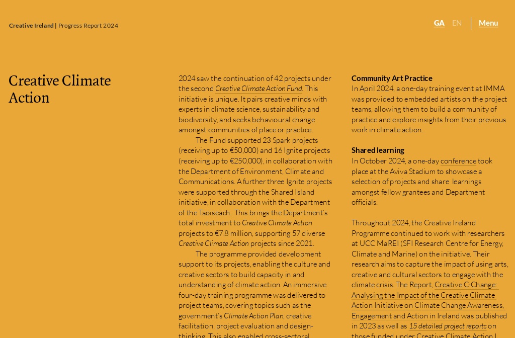 Creative Ireland Progress Report 2024 ENGLISH — Creative Climate Action