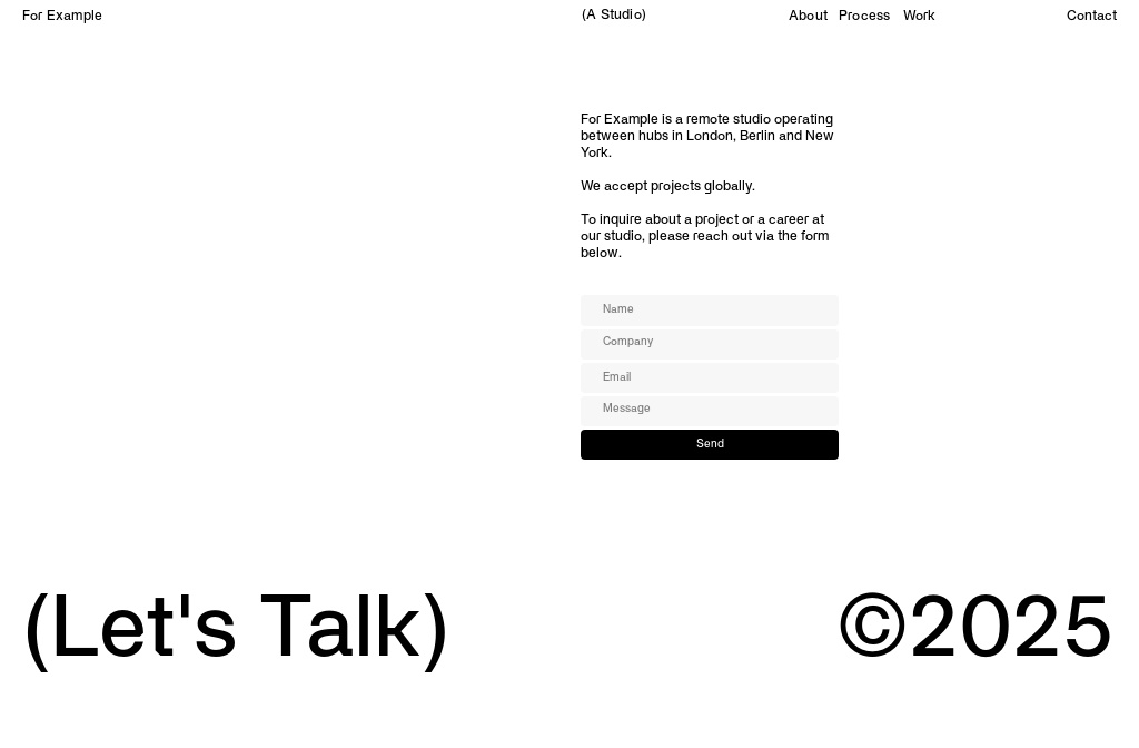 For Example Studio | Get In Touch