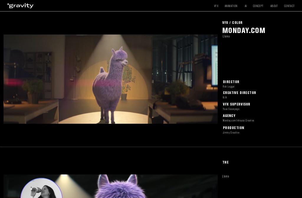 Gravity Creative Space - VFX & Animation Studio — Monday.com Llama