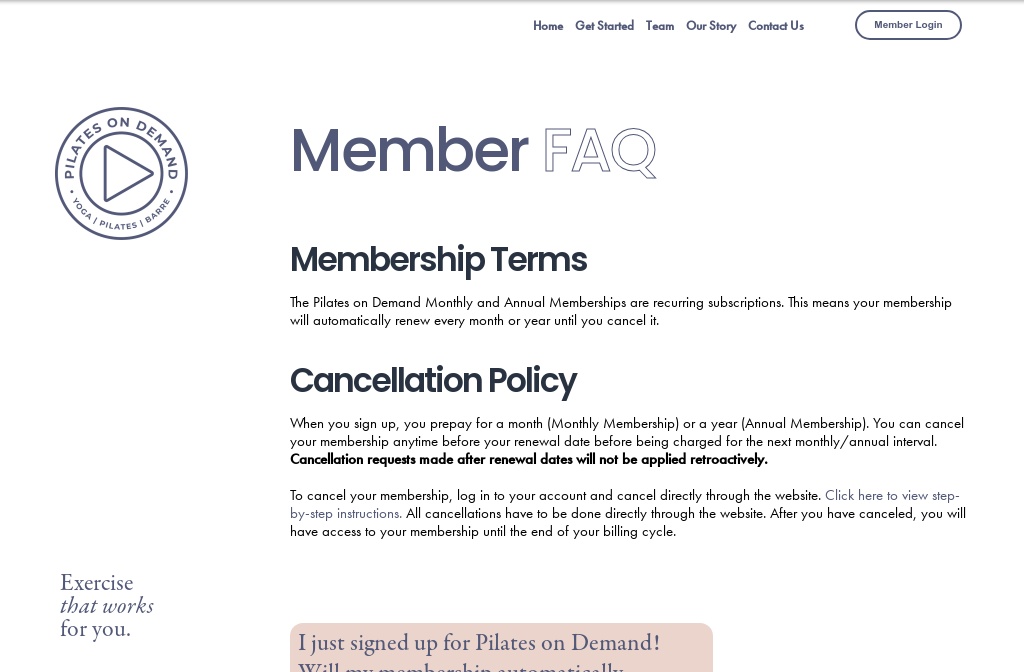 Pilates On Demand — Member FAQ