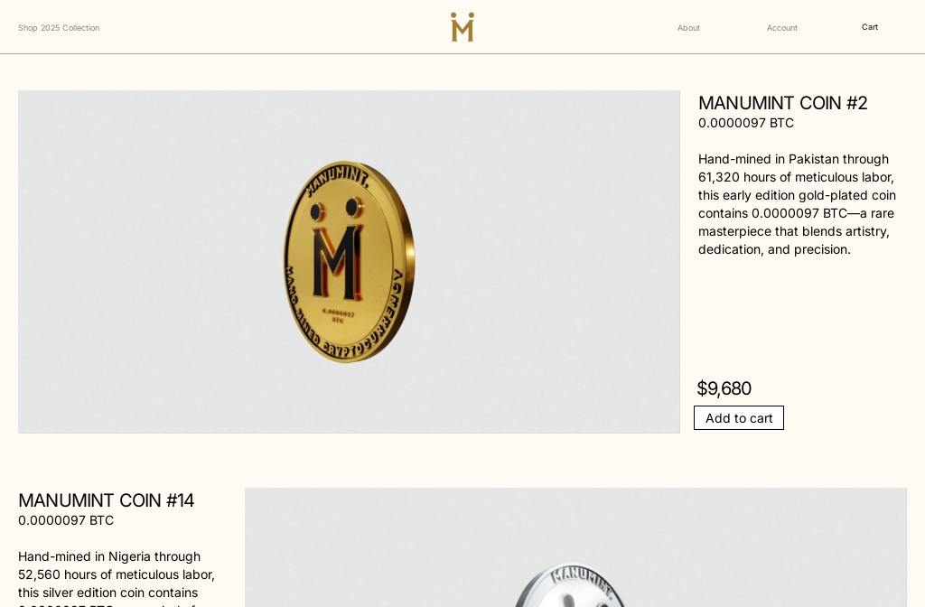 Manz Coin MANUMINT - The world's first hand-mined cryptocurrency — Shop