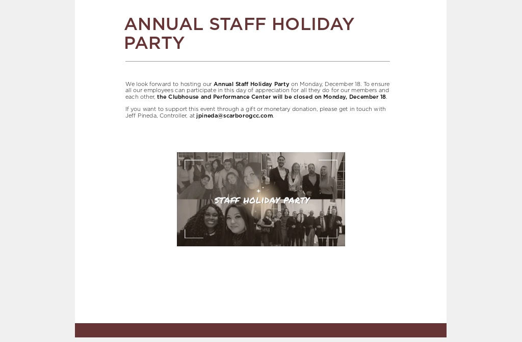 The 19th November 17, 2023 — Annual Staff Holiday Party